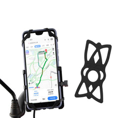 USB 12V-48V 360 Rotatable Anti-Slip Universal Bicycle Phone Holder Motorcycle Electric Bike Handlebar Mount Bracket Clip Stand For 55mm-100mm Phone