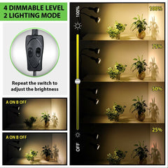 300W 60LED Dual Head Full Spectrum LED Grow Light for Indoor Plants, Daisy Chain, Dimmable Knob, Sunlike Plant Grow Light Veg Seedings and Flower