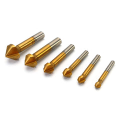 6pcs 3 Flute Titanium Chamfer 90 Degree Chamfering End Mill Cutter Countersink Drill Bit