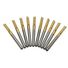 10pcs 3.175mm Titanium Coated Carbide End Mill Engraving Bits For CNC Rotary Burrs