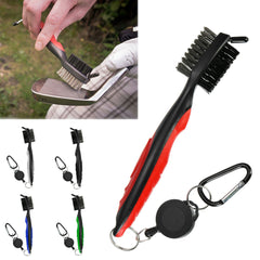 Double Sided Portable Retractable Zip-line Golf Club Brush Wedge Cleaner Cleaning Brush