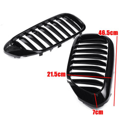 Pair Glossy Black Front Kidney Grill Grille For BMW 5 Series