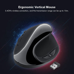 Wireless Vertical Mouse 1600DPI 6 Buttons Ergonomic Optical Mice for Computer Laptop PC