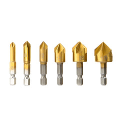 23pcs Chamfering Countersunk Drill Bit Set 5 Flute Chamfering Drill Wood Plug Cutter Automatic Center Punch Drill