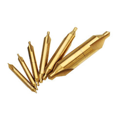 6pcs 1/1.5/2/2.5/3/5mm Center Drills 60 Degree HSS Titanium Coated Countersink Drill Bit