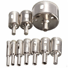 10pcs 8-25-50mm Diamond Hole Saw Drill Bit with Cutter Guide Jig Fixture for Glass Porcelain Ceramic Granite Stone