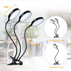 1/2/3 Head Plant Grow Light Head LED Lamp Hydroponics Greenhouse Garden 360 Flexible Indoor Dimmable
