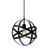 12'' Industrial Ceiling Pendant Lighting Fixture Metal Spherical Globe Chandelier with Remote Control AC110V
