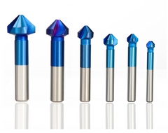 6Pcs 3 Flutes HSS Blue Nano Chamfering End Mill 90 Degree Chamfer Cutter Countersink Drill Bit