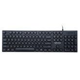 104 Keys Computer Keyboard USB Wired Punk Round Keycaps Mechanical Feeling Gaming Keyboard