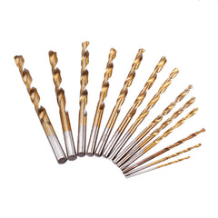 13Pcs M2 HSS 6542 Twist Drill Bit Set 1-6.5mm Titanium Coated Drill Bit with Metal Box for Wood Metal Drilling