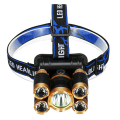 5 LEDs Ultra Bright 90 Rotatable LED Headlight Long Shoot Head Lamp For Hunting Fishing Camping Worker