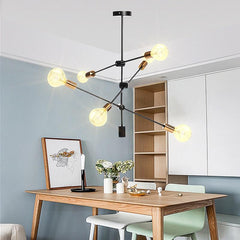6 Heads Flush Mount Ceiling Light Chandelier, Modern Minimalism Metal Base Pendant Ceiling Lamp Hanging Lighting Fixture