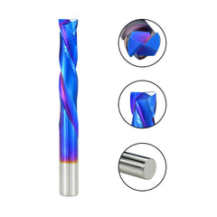 Blue Nano Coating Up Down Milling Cutter 4mm Shank Carbide CNC Router Bit 2 Flute End Mill