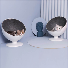 Cat Fiber Spinning Pet Nests White Minimalist Interactive Pet Bed
