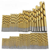 99Pcs 1.5-10mm High-speed Steel Titanium Plated Open Hole With Metal Box Straight Shank Spiral Drill Suit