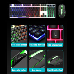 Wired Keyboard & Mouse Set 104 Keys USB Wired Light Transmitting Keyboard Ergonomic Mouse RGB Rainbow Backlit Gaming Keyboard Mouse Combo