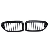 Pair Glossy Black Front Kidney Grill Grille For BMW 5 Series