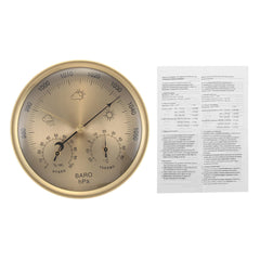 IN 1 Gold Wall Hanging Weather Thermometer Barometer Pressure Gauge Hygrometer