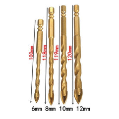 Tungsten Carbide Hex Shank Tile Glass Cross Spear Head Drill Bit 6/8/10/12mm