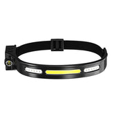 COB Head Lamp 6 Modes USB Rechargeable Brightness Sensable Double Light Waterproof Lightweight Outdoor Headlamp