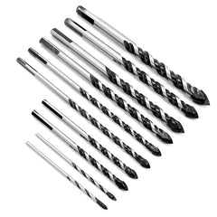10pcs 1/8-1/2 Inch Diameter Marble Twist Drill Bit Set Ceramic Glass Tile Twist Drill
