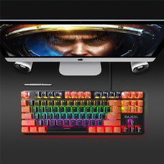Mechanical Keyboard 87 Keys USB Wired Hot Swappable Blue Swtich Colorful LED Backlight Gaming Keyboard for Gaming Typing Office