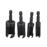 4pcs 6/10/13/16mm Hex Shank Woodworking Tenon Plug Hole Cutter Drill Bit Set