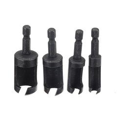 4pcs 6/10/13/16mm Hex Shank Woodworking Tenon Plug Hole Cutter Drill Bit Set