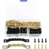 120 Set Sawtooth Picture Hanger with Screws Photo Frame Hanging Hooks with Compartment Box