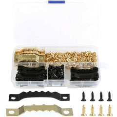 120 Set Sawtooth Picture Hanger with Screws Photo Frame Hanging Hooks with Compartment Box