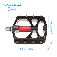1Pair Bicycle Pedals 3 Bearings Platform Bicycle Flat Non-Slip Outdoor Cycling Flat Pedals