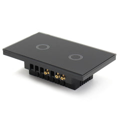 Crystal 1 Way 2 Gang Glass Remote Panel Touch LED Light Switch Controller With Remote Control
