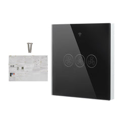Black WiFi+RF433 Smart EU Ceiling Fan Switch Smart Life/Tuya App 2/3 Way Control Wireless Remote Control Works with Alexa and Google