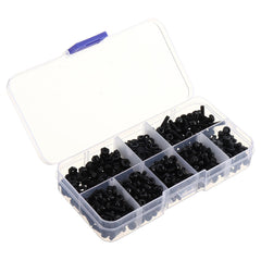 M3NP3 500Pcs M3 Nylon Screw Bolt Black Round Cross Screw Hex Nut Spacer Nylon PCB Assortment