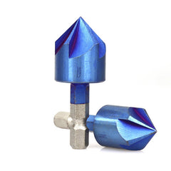 6pcs 6-19mm Countersink Drill Bit 5 Flutes Hex Shank Nano Blue Coated Chamfer Cutter Set