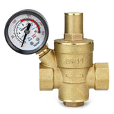 Water Pressure Regulator 16mm Brass Adjustable Reducer DN15 With Gauge Meter