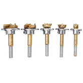 5PCS 15/20/25/30/35mm Forstner Drill Bit Set Titanium Coating Wood Auger Cutter Positioning Hole Saw Cutter Hinge Hole Opener