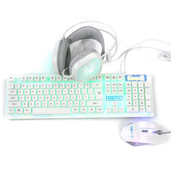 3-In-1 USB Wired Keyboard 1600DPI Mouse Colorful Headset Set Gaming Backlight Mechanical Keyboard Waterproof for Desktop Computer Notebook