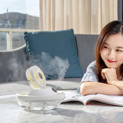 5V Ocean Wind Spray Fan Wireless Humidifier Fan 3 Gear Speed 90Adjustable Angle Portable USB Mini Desktop Air Cooling Fan for Home Office