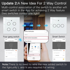 WiFi Smart 4 Gang Glass Panel Switch Smart Life/Tuya App Multi-Control Voice Control Works with Alexa Google