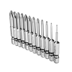 12Pcs 50mm S2 Alloy Steel Magnetic Cross Head Screwdriver Bits 1/4 Inch Hex Shank