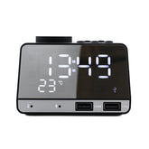 Radio Clock Double USB Chaging Port Bluetooth Alarm Clock Digital Display Mirror Alarm Clock