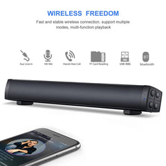 Bluetooth 5.0 Soundbar Wireless Speakers Hi-Fi 3D Stereo Support AUX/TF Card with HD Mic