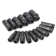 15pcs 1/2 Inch Drive Deep Impact Metric Socket Set 10-32mm Air Garage Socket Wrench Tool