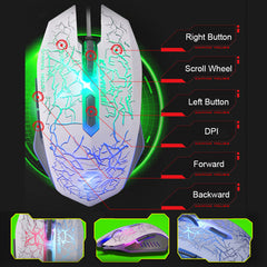 Rainbow Backlight USB Wired Gaming Keyboard 2400DPI LED Mouse Combo with Mouse Pad