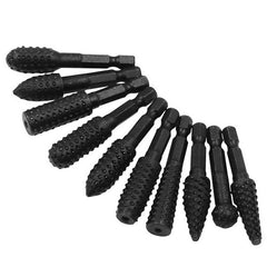 10pcs 1/4 Inch Shank wood working Twist Drill Bits Wood Carving File Drill Bits wood working Rasp Chisel