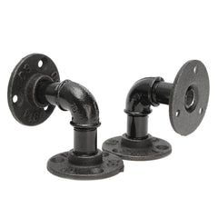 2 Set Flange Industrial Steel Pipe Shelf Bracket Wall Holder Bracket House DIY Decor