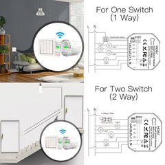 WiFi Smart Light Switch 1/2 Way Wireless Module App Remote Timer Switch On-off Device Works with Alexa Google Home