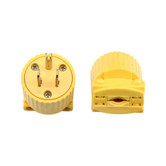Yellow America 5-15P 125V 15A 3 Pole NEMA US Locked Industry Power Converter Plug Inline Wired Connector